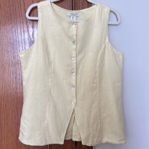 Rachel Zoe Yellow Button Down Sleeveless Top